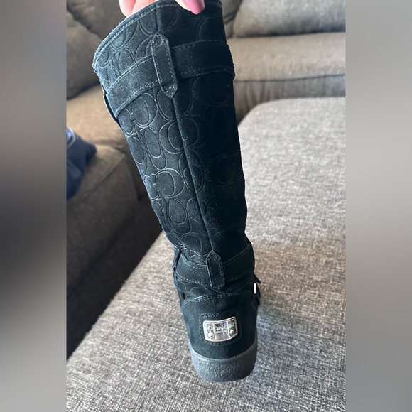 COACH THELMA BLACK SUEDE LOGO BOOT SIZE 6.5B - Picture 3 of 3